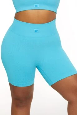 High Waist Biker Shorts In Blue -Core Fit Shop BT0040 3 Run For It Blue Mini Short