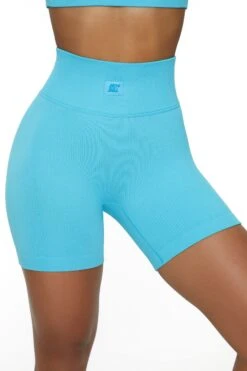 High Waist Biker Shorts In Blue -Core Fit Shop BT0041 2 Game On Blue Biker Short 2