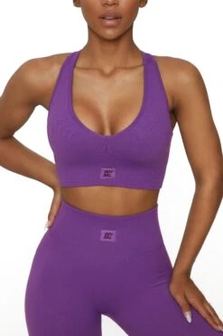 V Neck Sports Bra In Purple -Core Fit Shop BT0135 2 Be The Best Purple V Neck Sports Bra 1