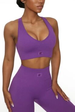V Neck Sports Bra In Purple -Core Fit Shop BT0135 3 Be The Best Purple V Neck Sports Bra 1