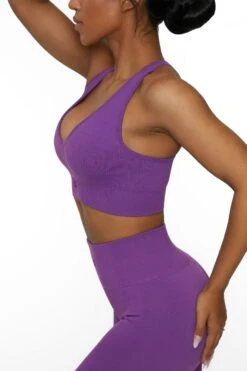 V Neck Sports Bra In Purple -Core Fit Shop BT0135 4 Be The Best Purple V Neck Sports Bra 1