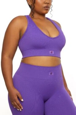 V Neck Sports Bra In Purple -Core Fit Shop BT0135 4 Be The Best Purple V Neck Sports Bracopy