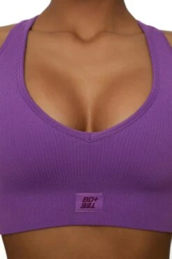 V Neck Sports Bra In Purple -Core Fit Shop BT0135 6 Be The Best Purple V Neck Sports Bra 1