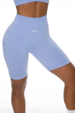 Seamless High Waist Biker Shorts In Blue -Core Fit Shop BT0385 2 Blue Biker Shorts