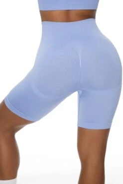 Seamless High Waist Biker Shorts In Blue -Core Fit Shop BT0385 4 Blue Biker Shorts