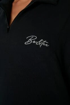 High Neck Sweater In Black -Core Fit Shop BT0401 7 Uplifting Black High Neck Half Zip Sweater