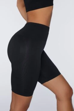 Biker Shorts In Black -Core Fit Shop BT0403 2 Push Yourself Black Biker Shorts