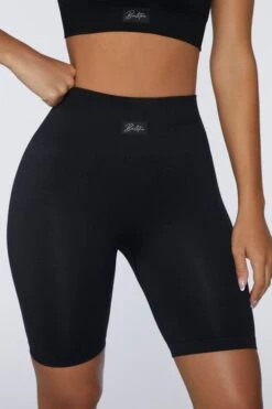 Biker Shorts In Black -Core Fit Shop BT0403 3 Push Yourself Black Biker Shorts