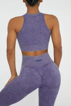 Keyhole Zip Crop Top In Violet -Core Fit Shop BT0413 2 Relay Violet Keyhole Zip Sport Crop Top