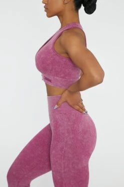 Keyhole Zip Crop Top In Dark Pink -Core Fit Shop BT0413 3 Relay Dark Pink Keyhole Zip Sport Crop Top