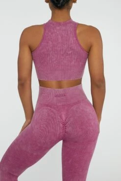 Keyhole Zip Crop Top In Dark Pink -Core Fit Shop BT0413 4 Relay Dark Pink Keyhole Zip Sport Crop Top