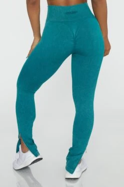 Side Zip Flare Leggings In Teal -Core Fit Shop BT0420 3 Burner Teal Flare Full Length Sports Leggings