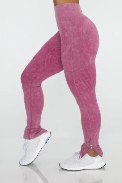 Side Zip Flare Leggings In Dark Pink -Core Fit Shop BT0420 3 Flare Dark Pink Ankle Zip Full Length Leggings