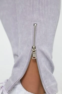 Side Zip Flare Leggings In Lilac -Core Fit Shop BT0420 6 Flare Lilac Ankle Zip Full Length Leggings