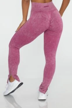 Side Zip Flare Leggings In Dark Pink -Core Fit Shop BT0420 7 Flare Dark Pink Ankle Zip Full Length Leggings