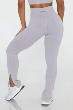 Side Zip Flare Leggings In Lilac -Core Fit Shop BT0420 7 Flare Lilac Ankle Zip Full Length Leggings