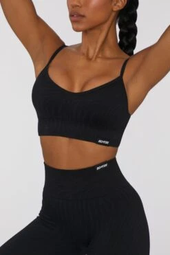 Sports Bra In Black 13 Sports Bra In Black -Core Fit Shop BT0440 BT0443 8 Black High Waisted Printed Sports Leggings Crop Top