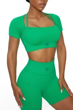 Short Sleeve Crop Top In Green -Core Fit Shop BT0446 4 High Energy Green Short Sleeve Crop Top 405bb551 07f1 4ede 838e 9f32d1e8c24c