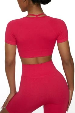 Short Sleeve Crop Top In Hot Pink -Core Fit Shop BT0446 5 High Energy Berry Short Sleeve Crop Top 1abb3180 4c5e 4519 abf7 ad0fffda380c