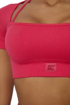 Short Sleeve Crop Top In Hot Pink -Core Fit Shop BT0446 6 High Energy Berry Short Sleeve Crop Top d02976dc 7d39 47e1 8239 52bd71b46505