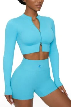 Long Sleeve Zip Crop Top In Blue 21 Long Sleeve Zip Crop Top In Blue -Core Fit Shop BT0448 3 All The Way Blue Long Sleeve Inverse Zip Crop Top f6f85ce4 a258 4036 a90d d56d807d2e65