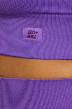 Long Sleeve Zip Crop Top In Purple -Core Fit Shop BT0448 4 All The Way Purple Long Sleeve Inverse Zip Crop Topcopy