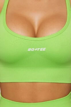 Seamless Strappy Sports Bra In Green 17 Seamless Strappy Sports Bra In Green -Core Fit Shop BT0462 3 Green Halter Sports Bra
