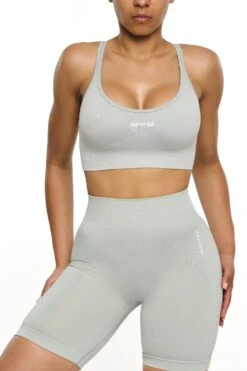 Seamless Strappy Sports Bra In Grey -Core Fit Shop BT0462 4 Grey Cross Back Sports Bra