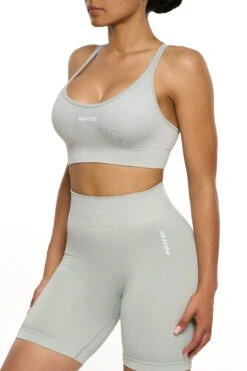 Seamless Strappy Sports Bra In Grey -Core Fit Shop BT0462 5 Grey Cross Back Sports Bra