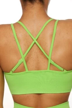 Seamless Strappy Sports Bra In Green 13 Seamless Strappy Sports Bra In Green -Core Fit Shop BT0462 6 Green Halter Sports Bra