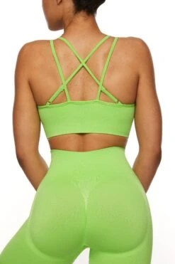Seamless Strappy Sports Bra In Green 15 Seamless Strappy Sports Bra In Green -Core Fit Shop BT0462 7 Green Halter Sports Bra