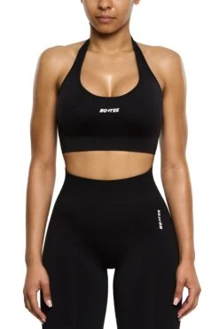 Halter Neck Sports Bra In Black -Core Fit Shop BT0463 1 Black Halter Neck Sports Bracopy2