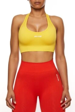 Halter Neck Backless Sports Bra In Yellow 15 Halter Neck Backless Sports Bra In Yellow -Core Fit Shop BT0463 1 Yellow Sports Bra