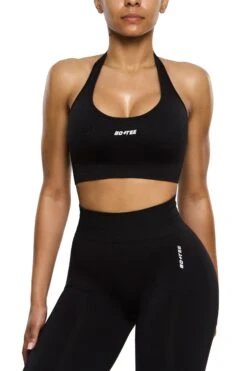 Halter Neck Sports Bra In Black -Core Fit Shop BT0463 2 Black Halter Neck Sports Bracopy2