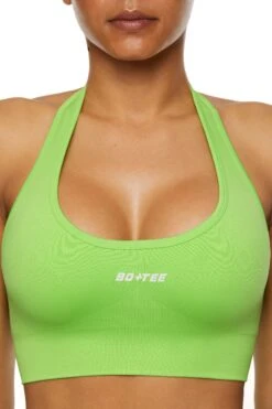 Halter Neck Backless Sports Bra In Green -Core Fit Shop BT0463 3 Green Sports Bra