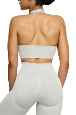 Halter Neck Sports Bra In Grey 17 Halter Neck Sports Bra In Grey -Core Fit Shop BT0463 3 Grey Halter Neck Sports Bra