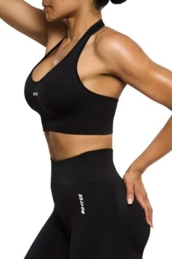 Halter Neck Sports Bra In Black -Core Fit Shop BT0463 4 Black Halter Neck Sports Bracopy2