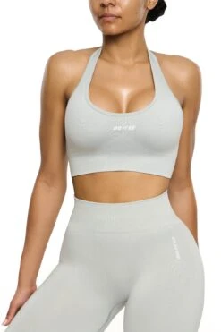 Halter Neck Sports Bra In Grey 15 Halter Neck Sports Bra In Grey -Core Fit Shop BT0463 6 Grey Halter Neck Sports Bra