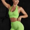 Halter Neck Backless Sports Bra In Green -Core Fit Shop BT0463 7 Green Sports Bra