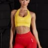 Halter Neck Backless Sports Bra In Yellow -Core Fit Shop BT0463 7 Yellow Sports Bra