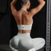 Halter Neck Sports Bra In Grey -Core Fit Shop BT0463 BT0466 11 Grey Halter Sports Bra Leggings