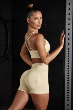 Seamless High Waist Mini Shorts In Beige