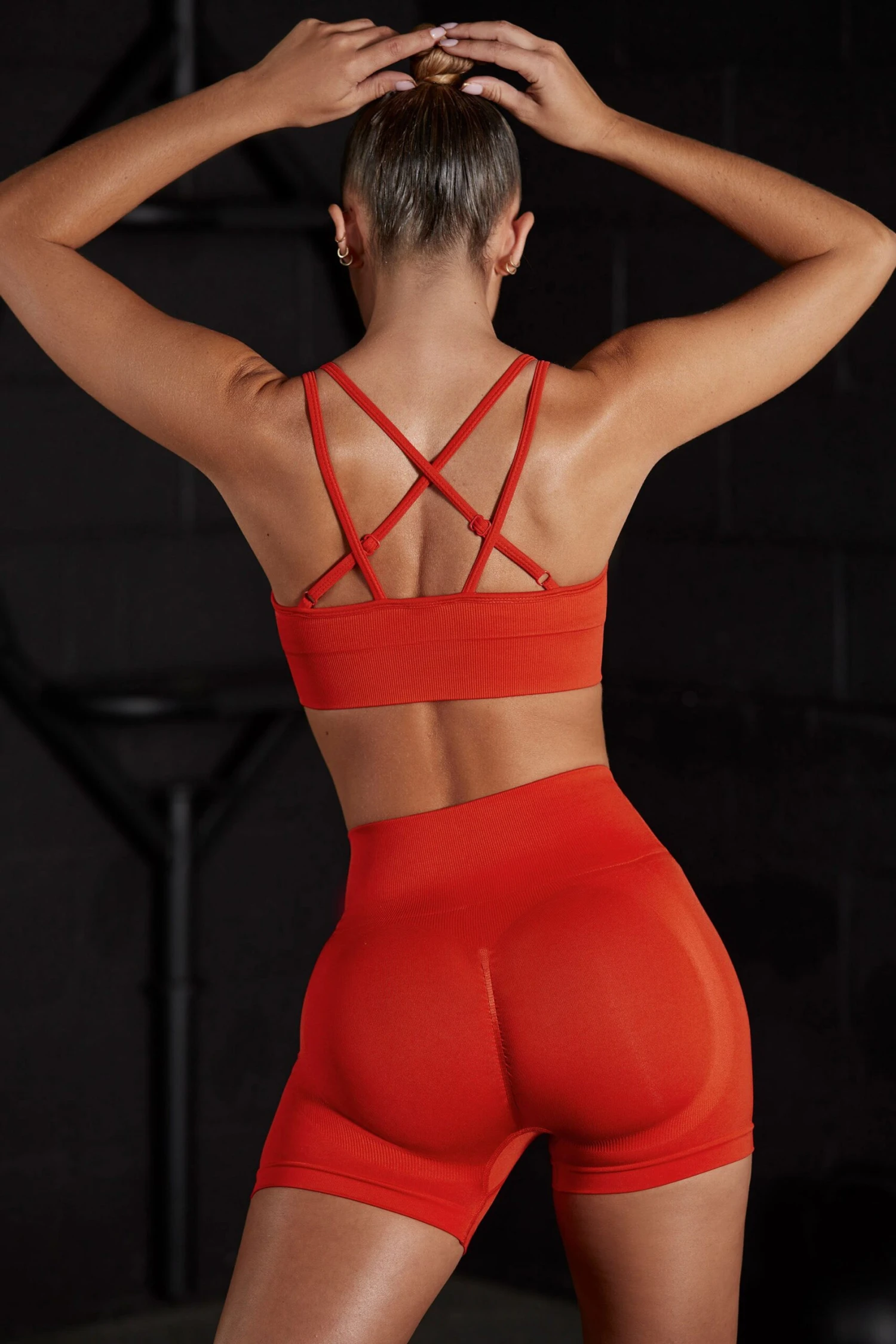 Seamless Strappy Sports Bra In Red 3 Seamless Strappy Sports Bra In Red