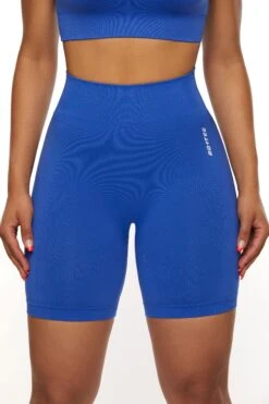 Seamless High Waist Biker Shorts In Blue -Core Fit Shop BT0465 1 Blue Biker Shorts