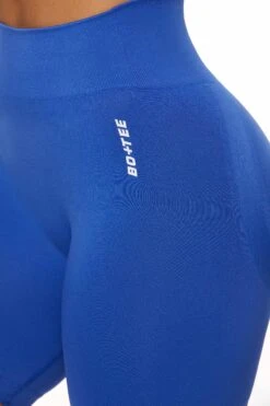 Seamless High Waist Biker Shorts In Blue -Core Fit Shop BT0465 2 Blue Biker Shorts