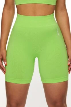 Seamless High Waist Biker Shorts In Green -Core Fit Shop BT0465 2 Green Biker Shorts