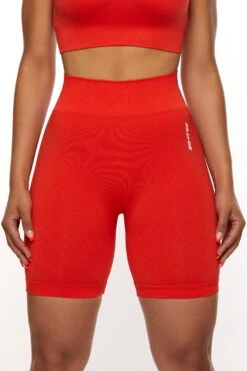 Seamless High Waist Biker Shorts In Red -Core Fit Shop BT0465 2 Red Biker Shorts