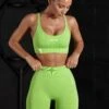Seamless High Waist Biker Shorts In Green -Core Fit Shop BT0465 7 Green Biker Shorts
