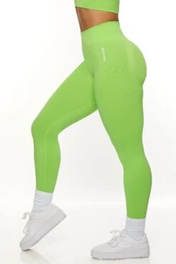 High Waist Seamless Leggings In Green -Core Fit Shop BT0466 4 Green High Waisted Sports Leggings