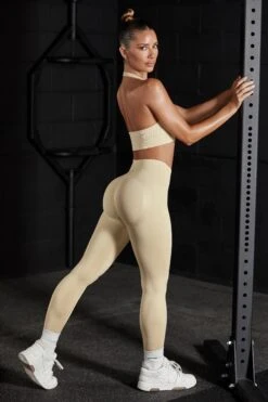 High Waist Seamless Leggings In Beige